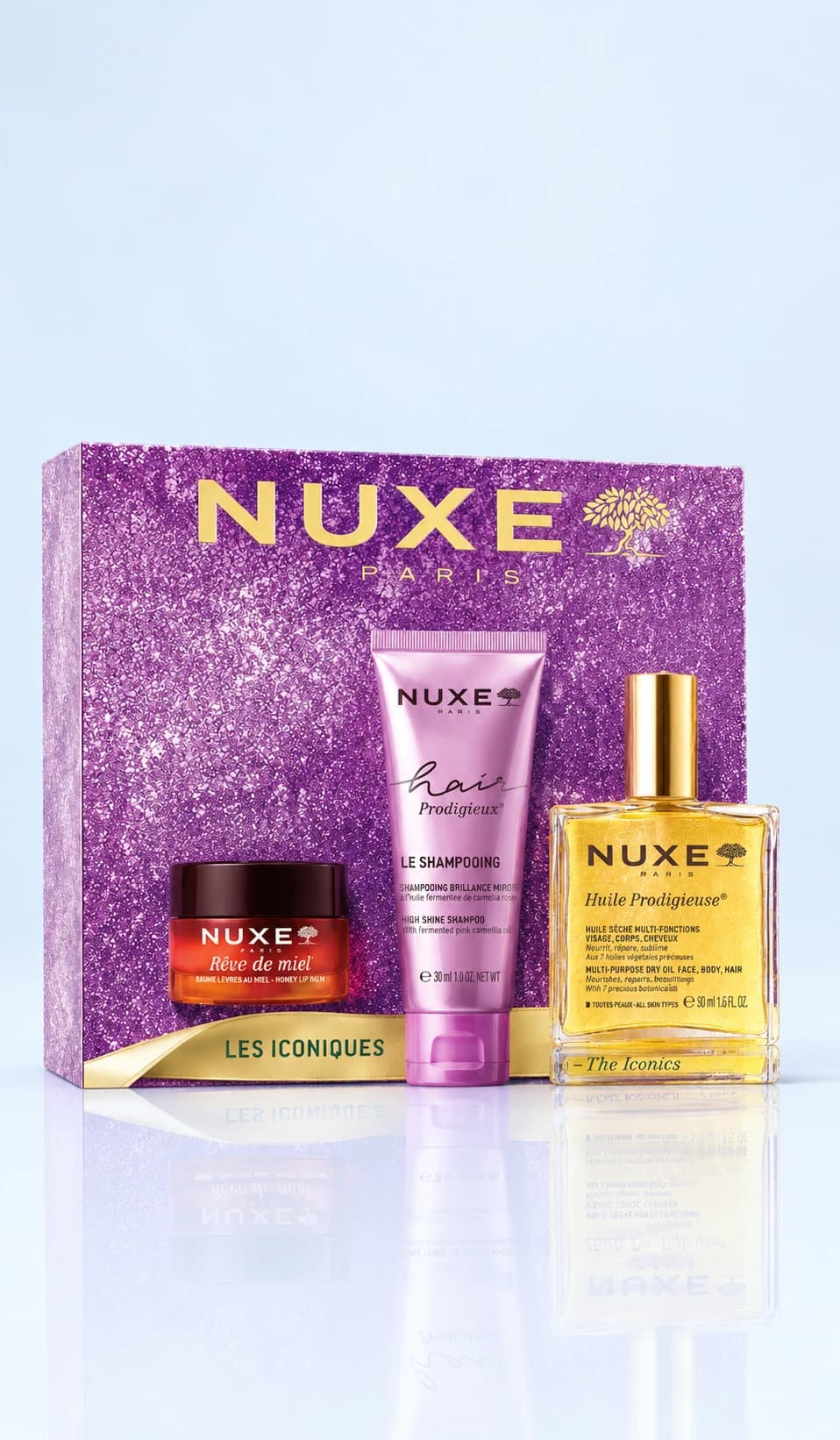 Coffret Nuxe-Huile Prodigieuse-50ml + Rêve de Miel Baume Lèvres-15g + Hair Prodigieux-30ml (3 Pièces)