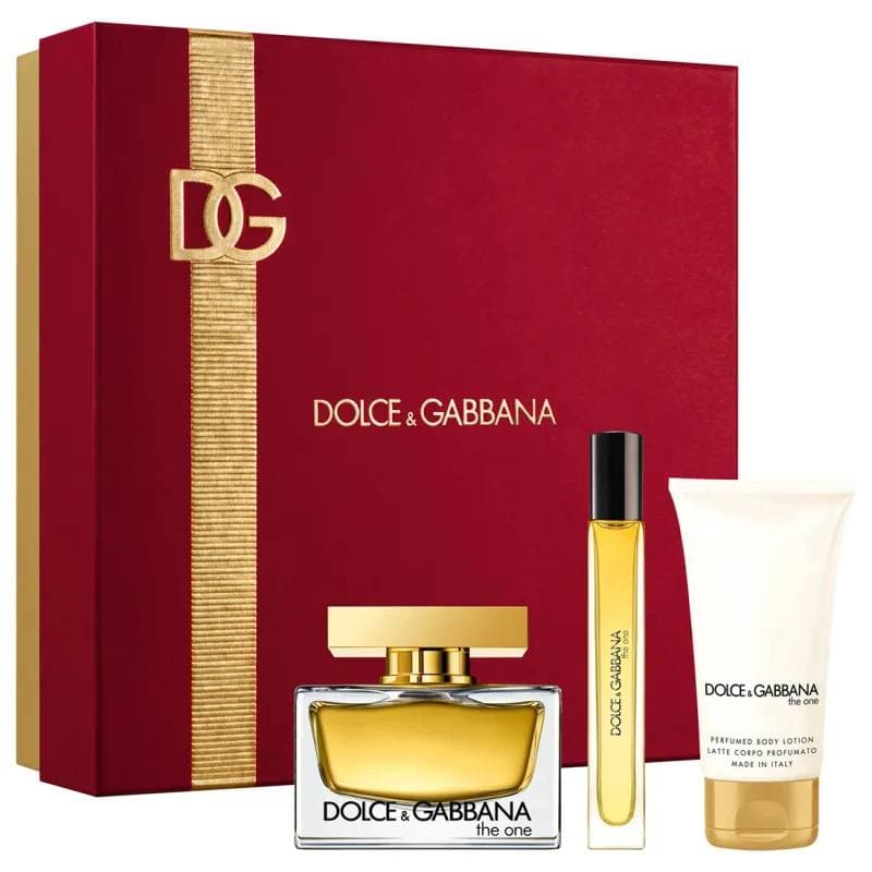 Coffret Dolce & Gabbana-The One-Eau de Parfum-75ml + Lait corps-50ml + Vapo de Sac-10ml (3 pièces)