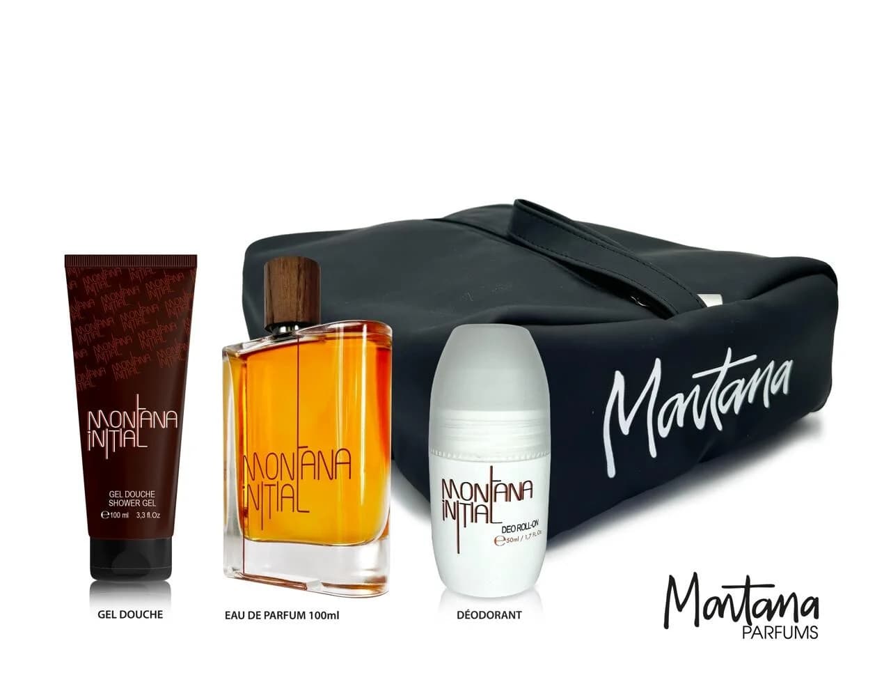 Coffret Montana-Initial-Eau de Parfum-100ml+Déoroll-on 50ml+Gel douche 100ml(04 Pieces)